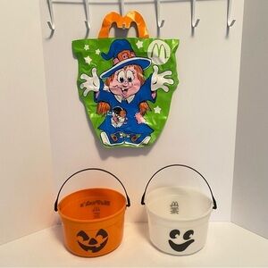 McDonald's McPunk'n/ Ghost Pails (1986) & Vinyl Witch Bag (1990) Trick or Treat